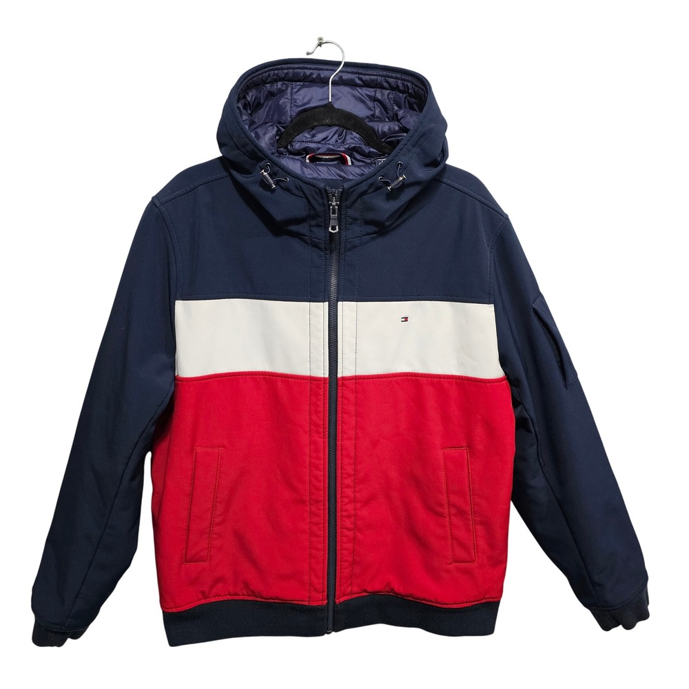 Tommy‎ Hilfiger Men's Soft Shell Active Filled Bomber Jacket Size Large Navy/Red